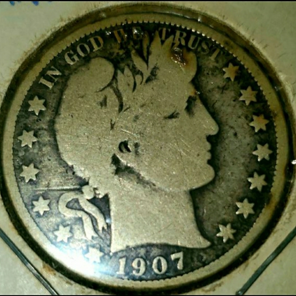 RARE! 1907 BARBER HALF DOLLAR WITH NO MINT MARK
